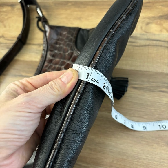 Brighton Croc Embossed Patent Leather Crossbody Handbag Purse - Picture 7 of 11